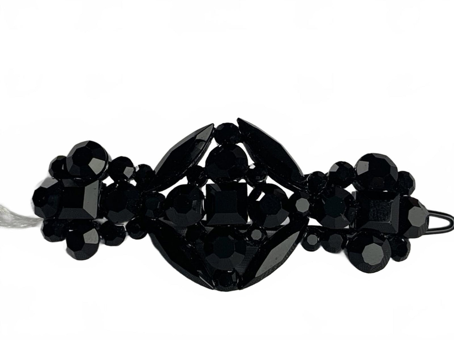 Cara Japanned Black Glass Bow Hair Barrette