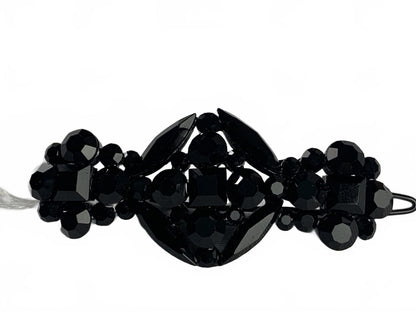 Cara Japanned Black Glass Bow Hair Barrette