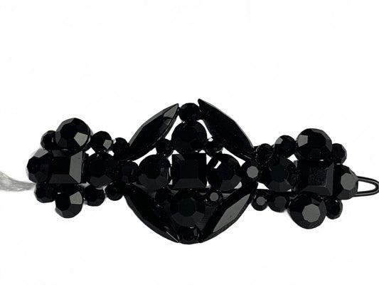 Cara Japanned Black Glass Bow Hair Barrette