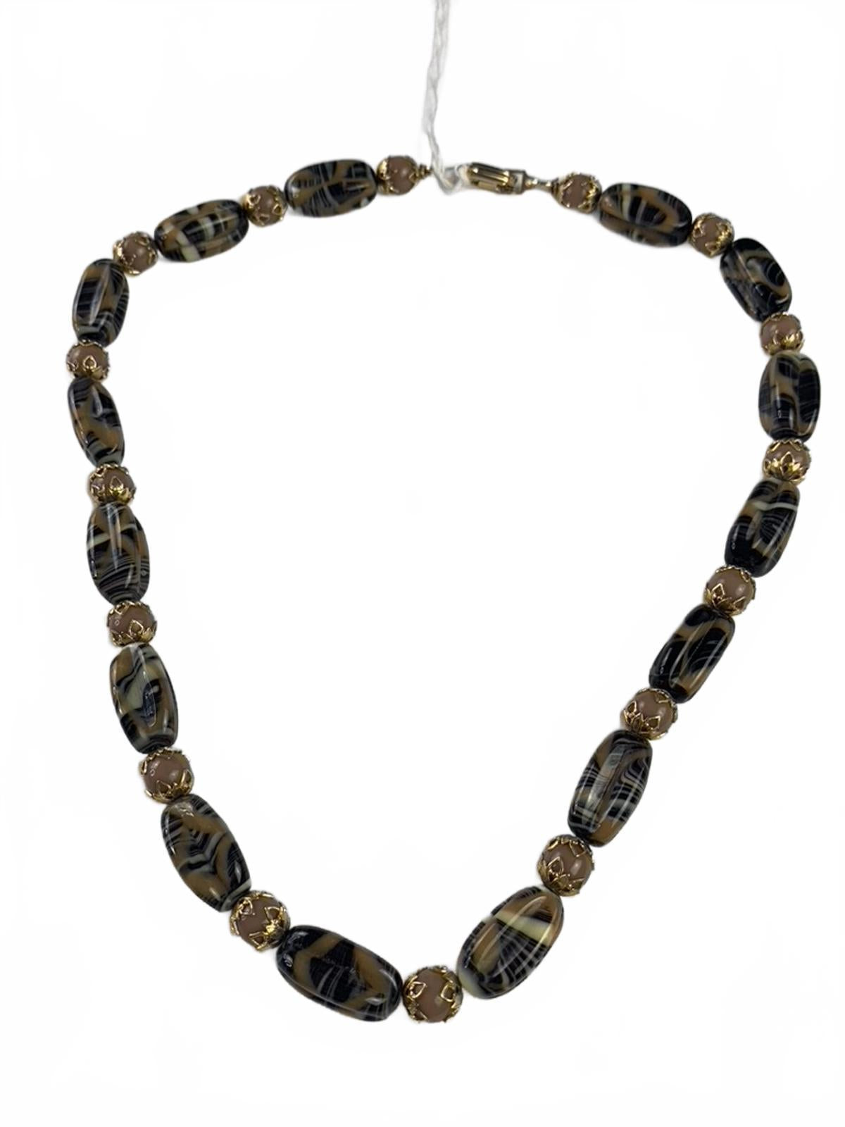 German art glass Goldtone Glass Beads Traditional Necklace