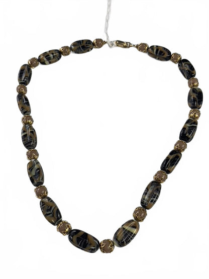 German art glass Goldtone Glass Beads Traditional Necklace