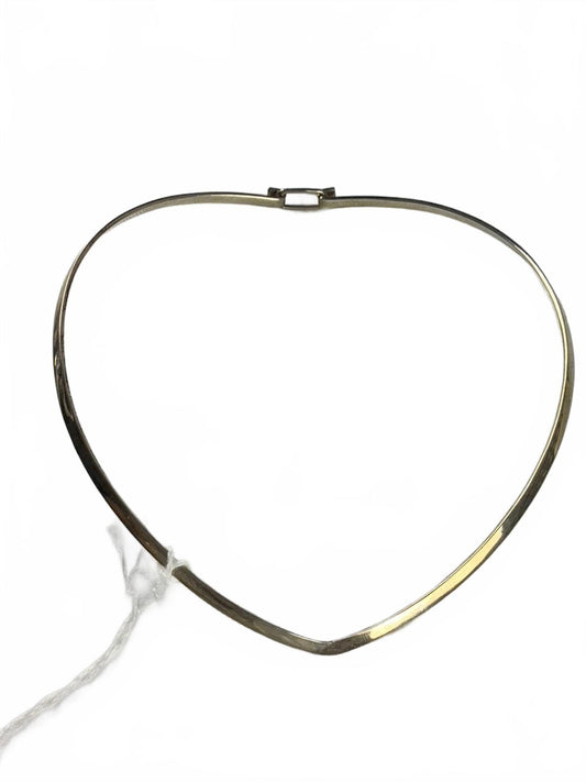 925 Sterling Silver Omega Contoured Heart Choker