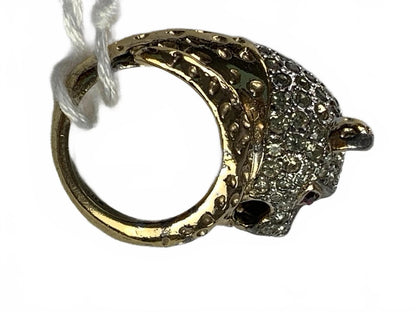 Panetta 925 Sterling Silver Cubic Zirconia Jeweled Jaguar Ring