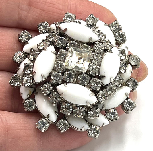 Silvertone Milk Glass Parure 4-pc Matched Jewelry Set