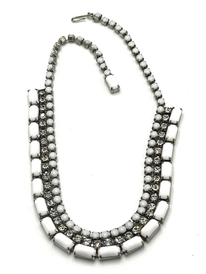 Silvertone Milk Glass Parure 4-pc Matched Jewelry Set