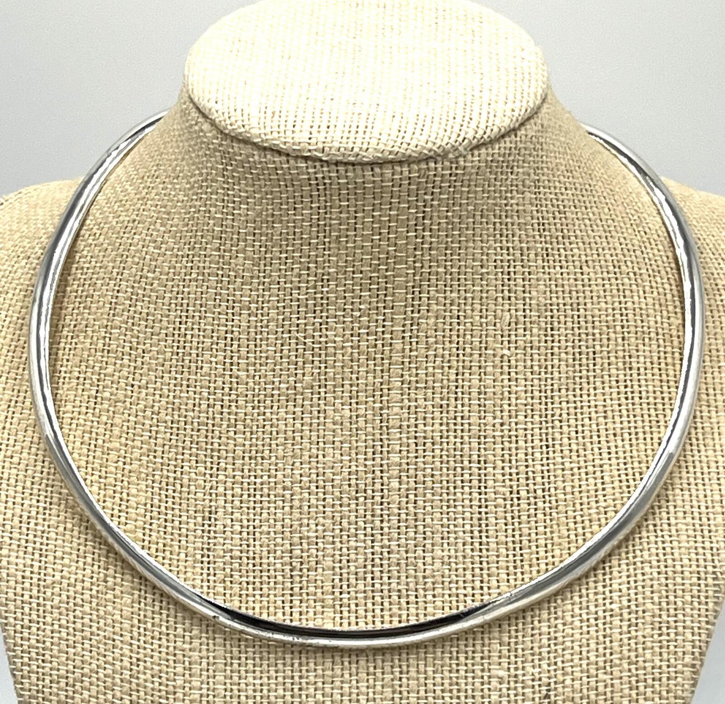 Native American Sterling Silver Omega Flat Choker Necklace