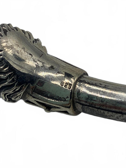 Lion's Head-motif Sterling Silver Hinged Choker