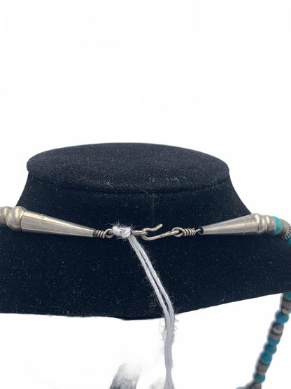 Carol Felley Turquoise Beaded Story Teller Necklace w/Sterling Silver Enhancers