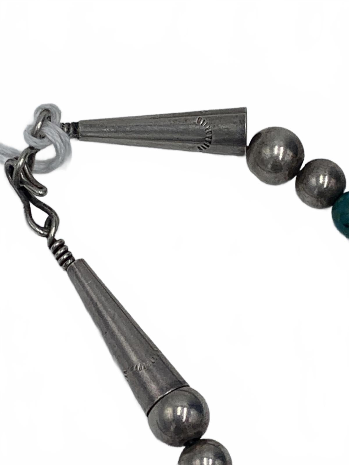 Carol Felley Turquoise Beaded Story Teller Necklace w/Sterling Silver Enhancers