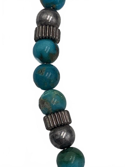 Carol Felley Turquoise Beaded Story Teller Necklace w/Sterling Silver Enhancers