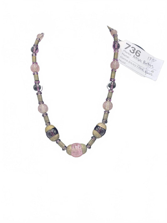 17.5" Neiger Brothers Pink Czech Glass "Egg" Necklace