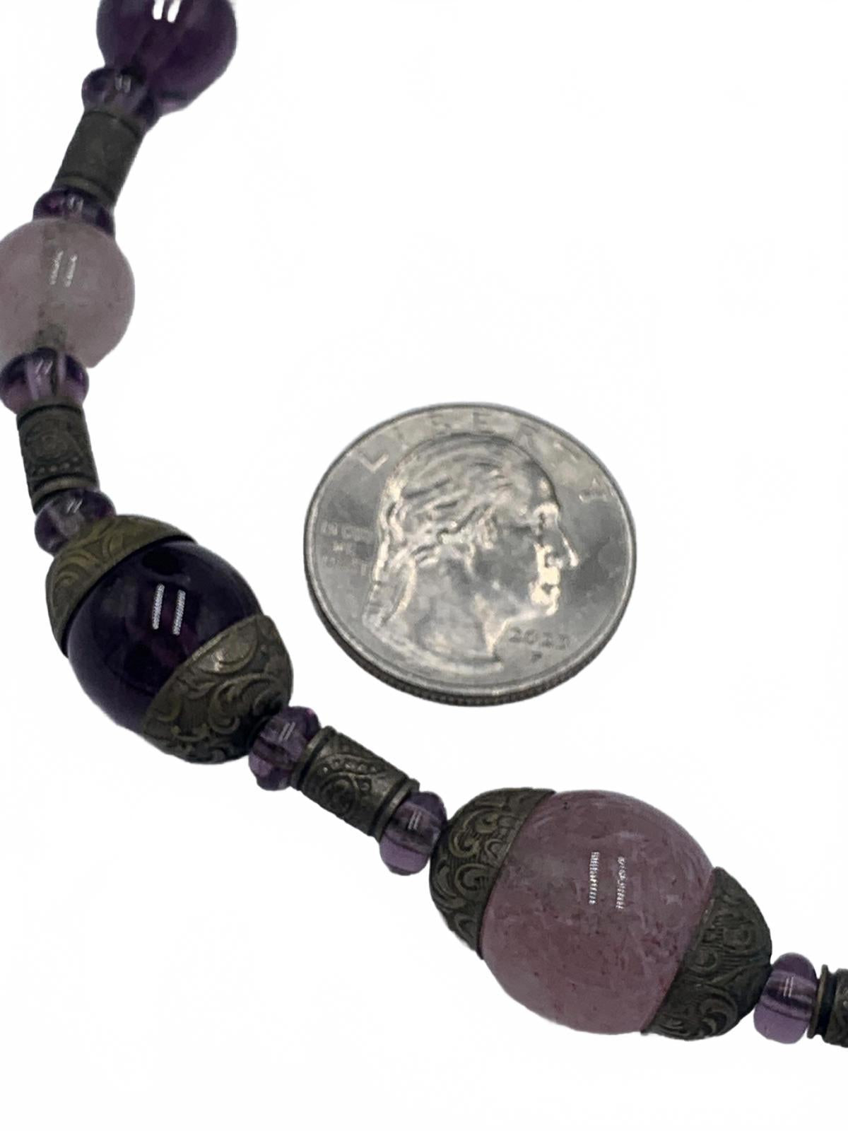 17.5" Neiger Brothers Pink Czech Glass "Egg" Necklace