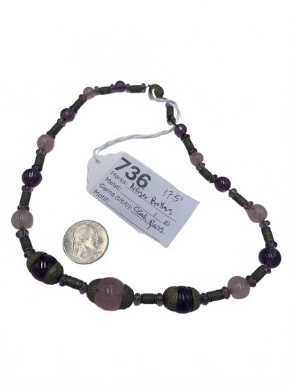 17.5" Neiger Brothers Pink Czech Glass "Egg" Necklace