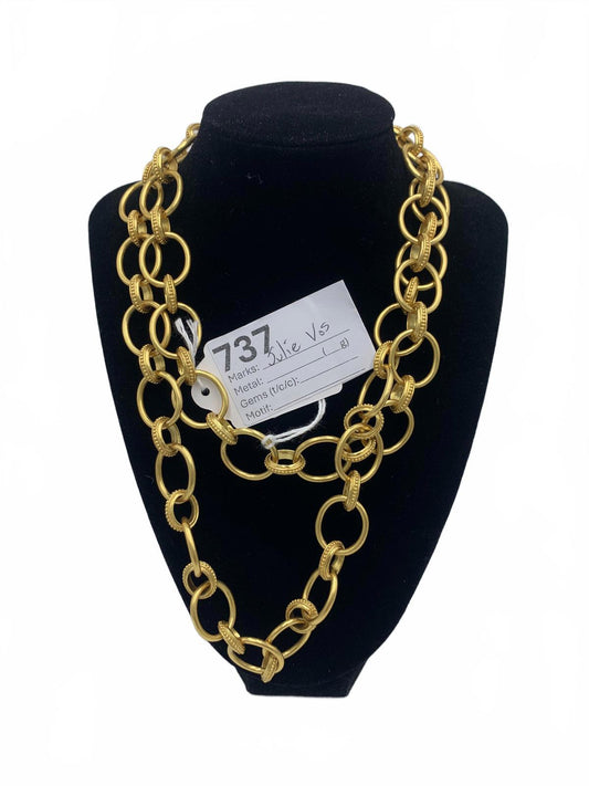 Julie Vos High-Fashion Goldtone Chain Necklace with Toggle Clasp