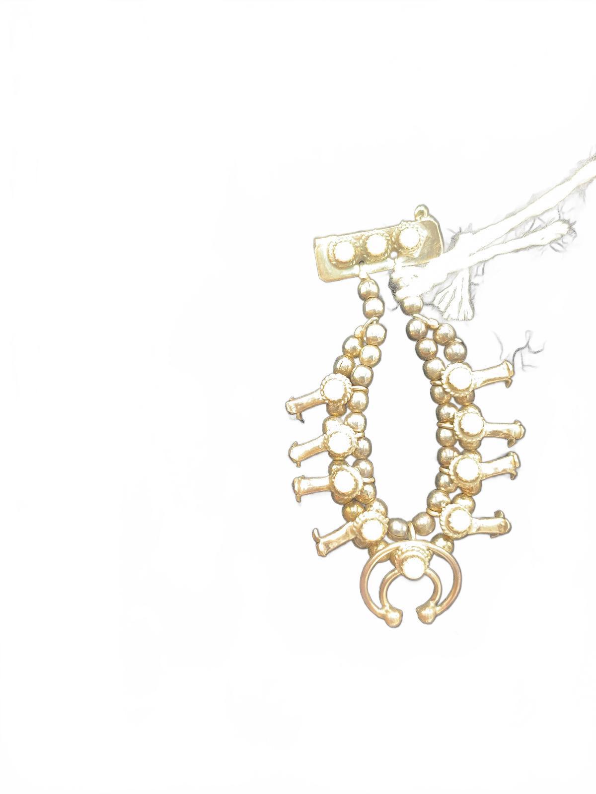 Larry Curley Sterling Silver & Opal "Squash Blossom" Brooch