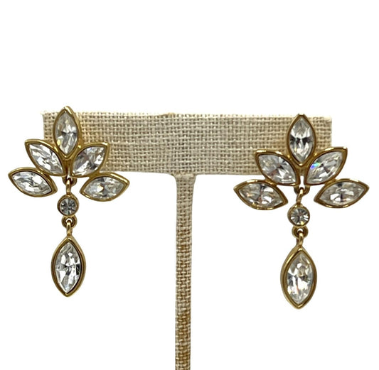Monet Goldtone White Rhinestone Floral Post Earrings