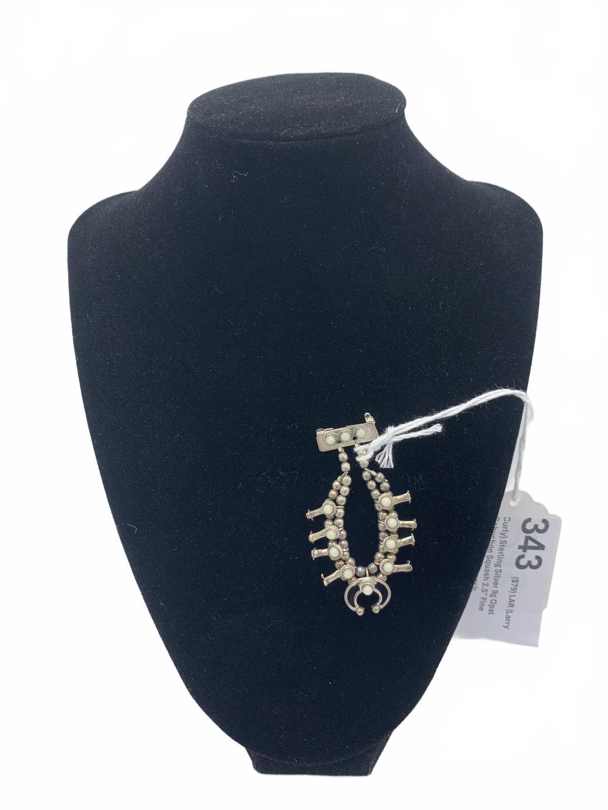 Larry Curley Sterling Silver & Opal "Squash Blossom" Brooch