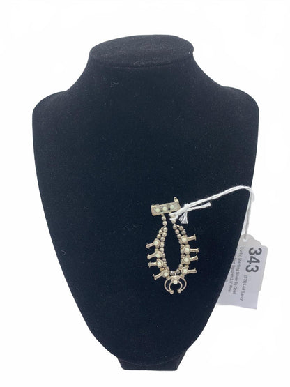 Larry Curley Sterling Silver & Opal "Squash Blossom" Brooch