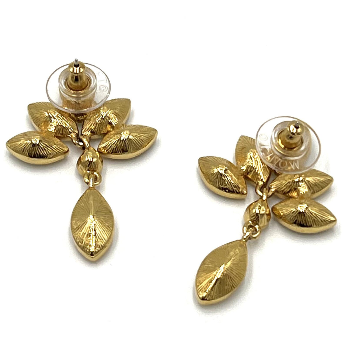 Monet Goldtone White Rhinestone Floral Post Earrings