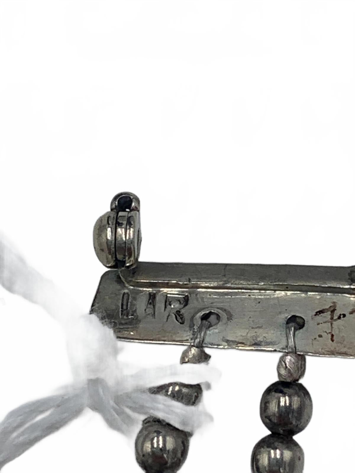 Larry Curley Sterling Silver & Opal "Squash Blossom" Brooch