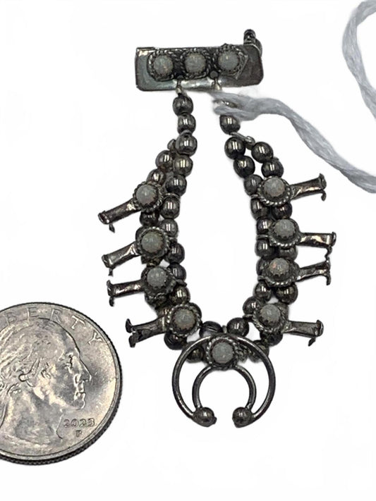 Larry Curley Sterling Silver & Opal "Squash Blossom" Brooch