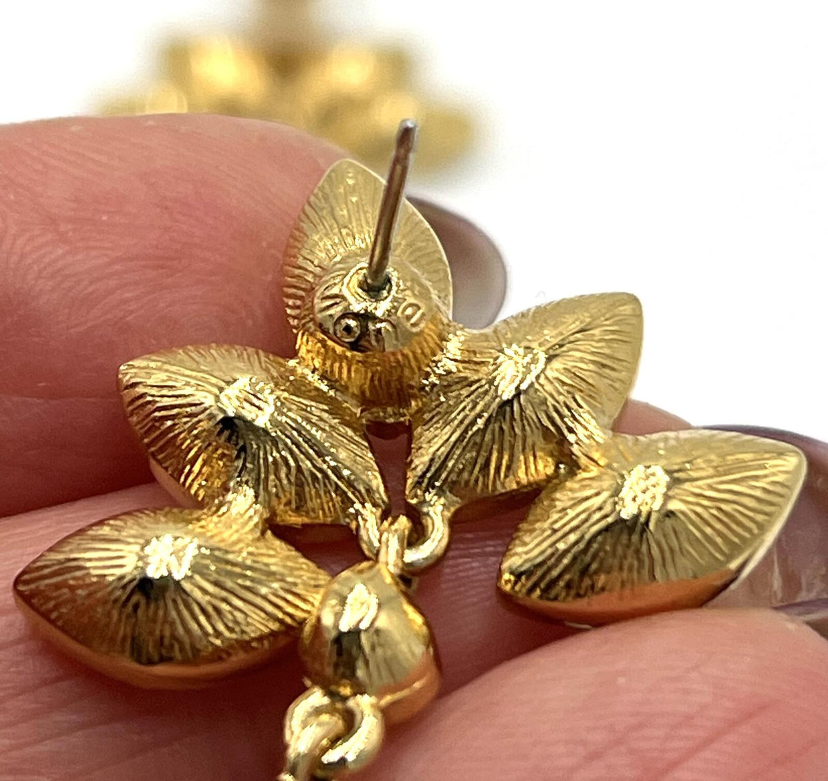 Monet Goldtone White Rhinestone Floral Post Earrings