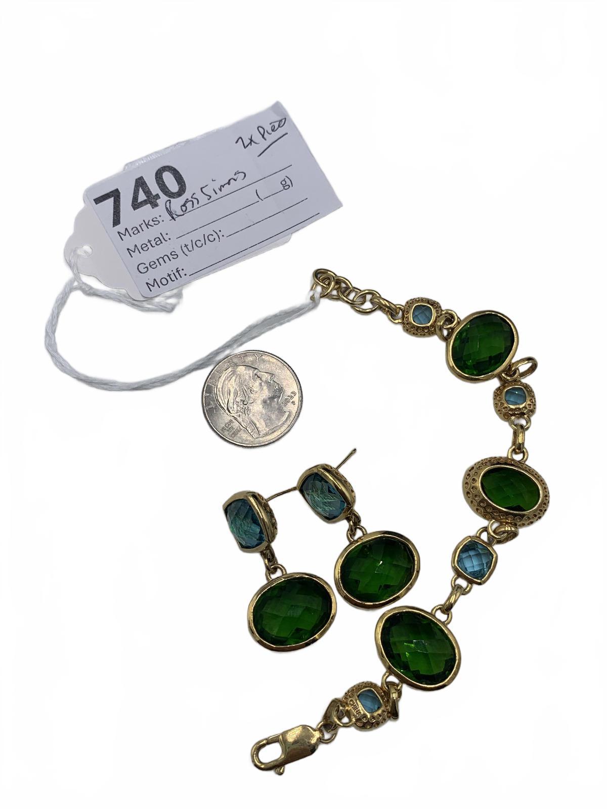 Ross Simons Gold-Over-Sterling Silver Cubic Zirconia Bracelet & Earring Set