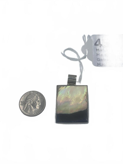 KL Sterling Silver Framed MOP/Abalone/Shell Panel 1.5" Fine Pendant