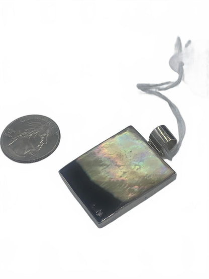 KL Sterling Silver Framed MOP/Abalone/Shell Panel 1.5" Fine Pendant