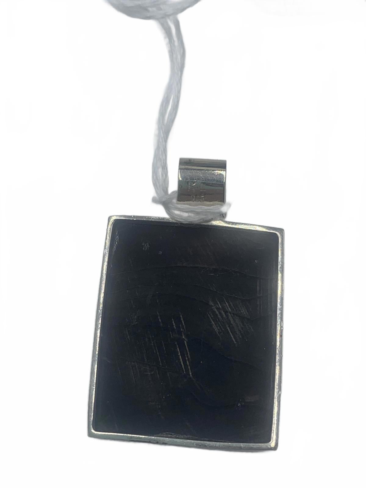 KL Sterling Silver Framed MOP/Abalone/Shell Panel 1.5" Fine Pendant