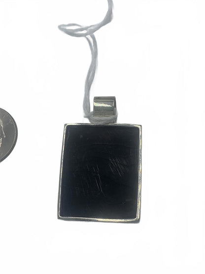 KL Sterling Silver Framed MOP/Abalone/Shell Panel 1.5" Fine Pendant