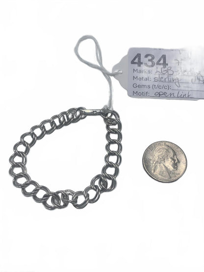 Balfour Sterling Sterling Silver Open/Double Link 7" Fine Scissor Clasp Bracelet