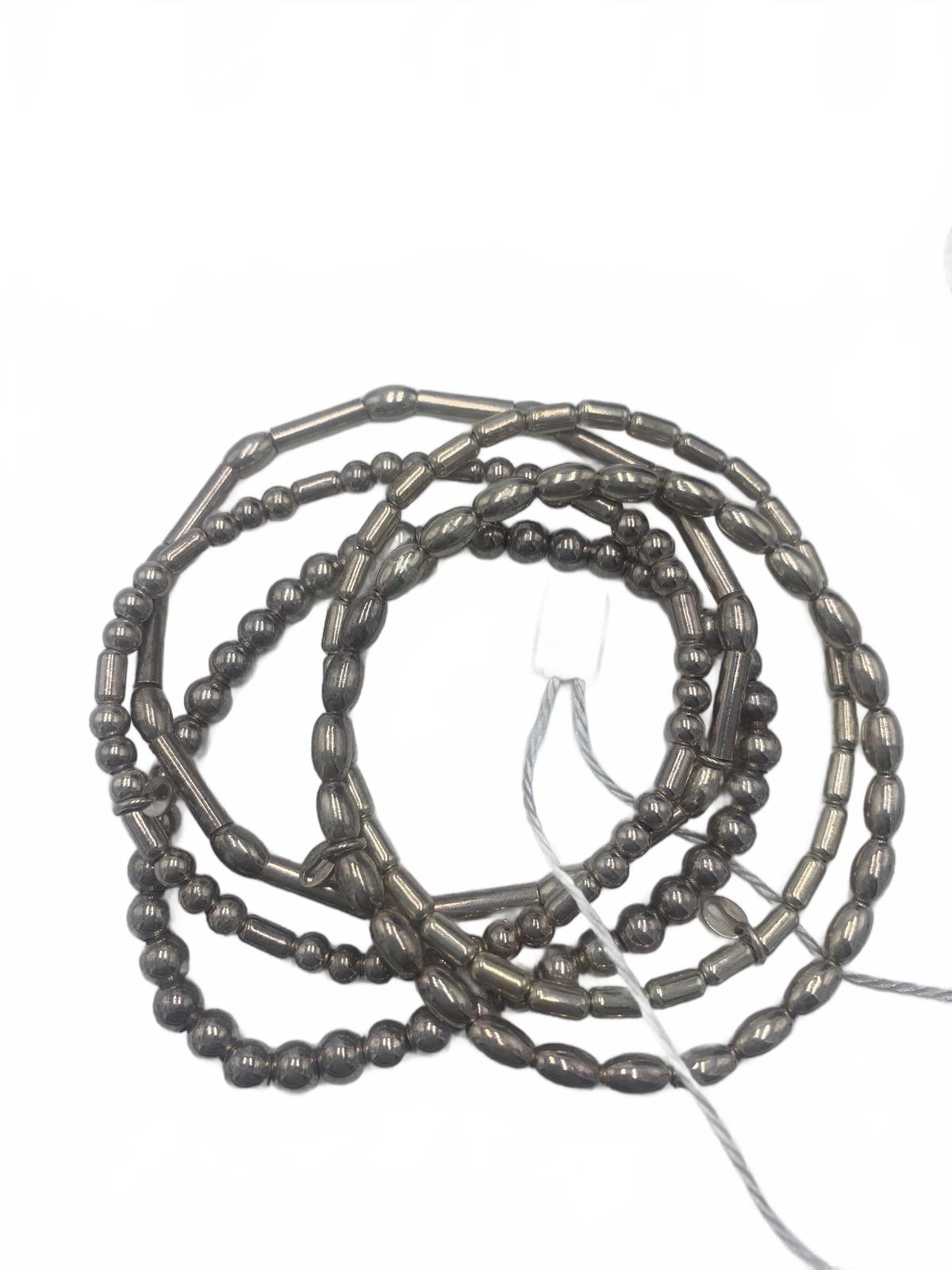 Italy Sterling Silver 31g Beaded 6.25" 5x Spring Stretch TW Bracelets