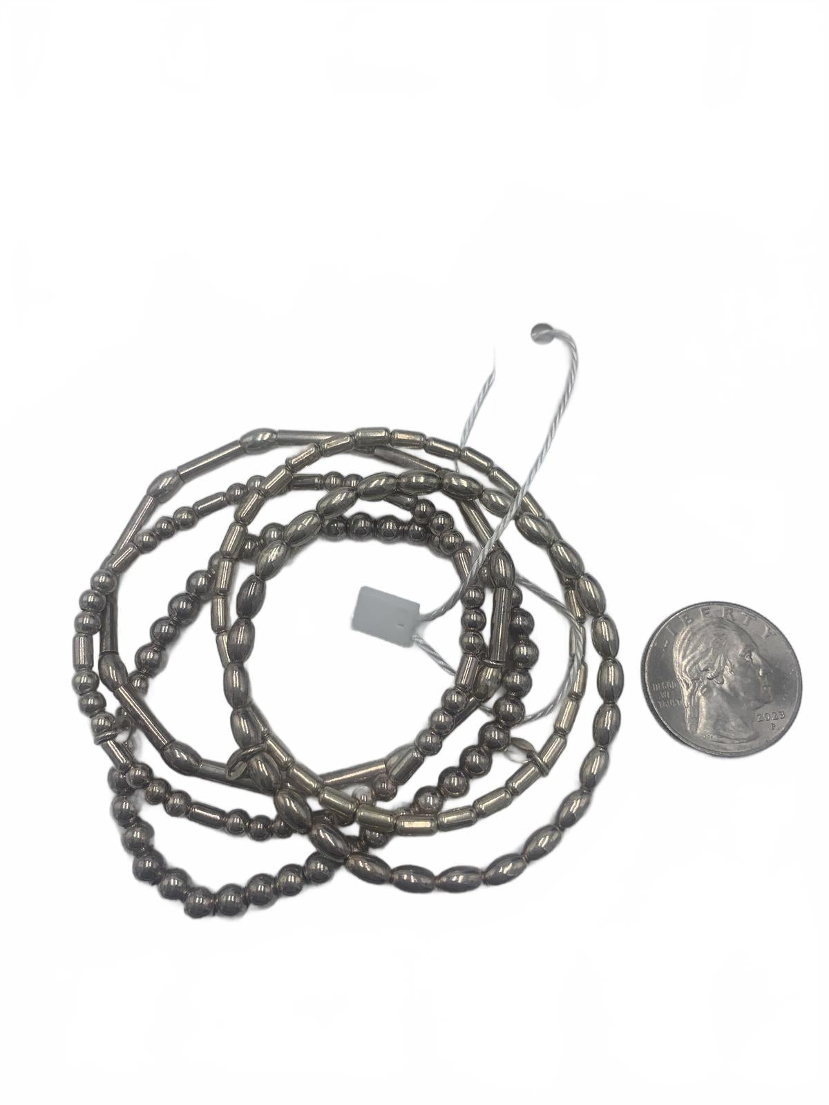 Italy Sterling Silver 31g Beaded 6.25" 5x Spring Stretch TW Bracelets