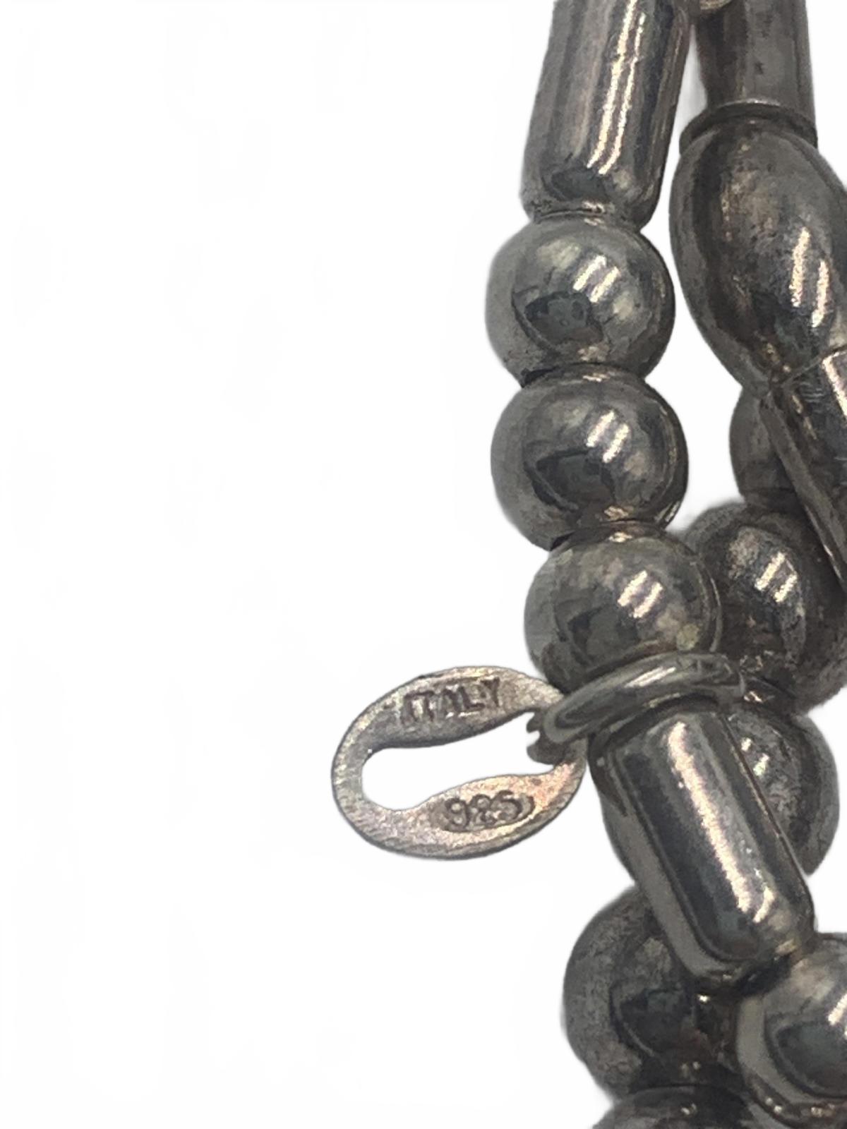 Italy Sterling Silver 31g Beaded 6.25" 5x Spring Stretch TW Bracelets