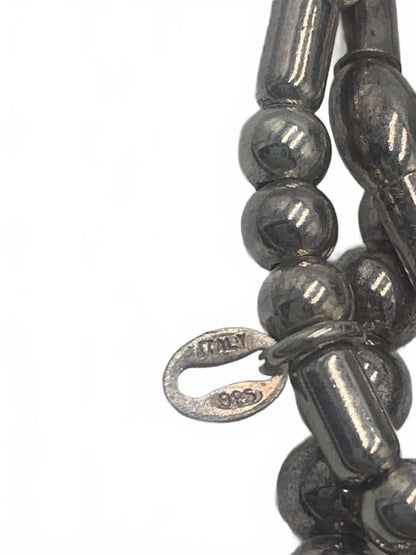 Italy Sterling Silver 31g Beaded 6.25" 5x Spring Stretch TW Bracelets