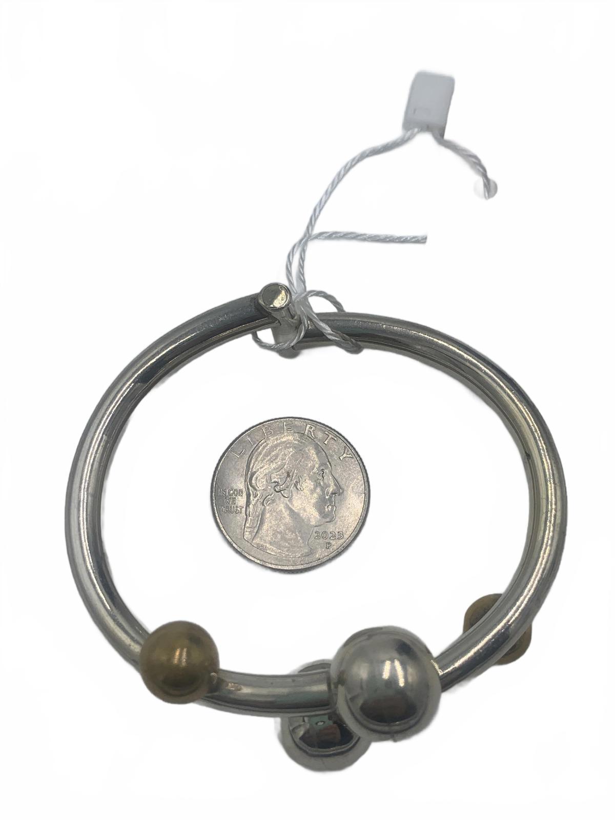 Taxco 925 Mexico Sterling Silver 27g Abstract 6.75" Hinged Clamp Bracelet