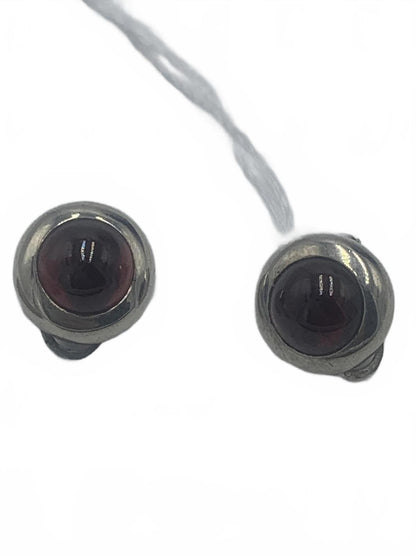 925 Sterling Silver Garnet Cabuchon Bezel-Set 0.5" Fine Micro Clip-On Earrings