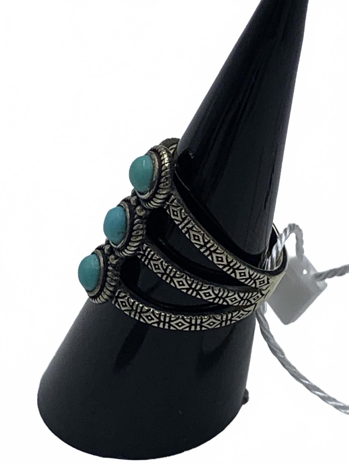 Felicia Design "FD" Sterling Silver 4.9g Turquoise Native/Engraved 5.5 Ring