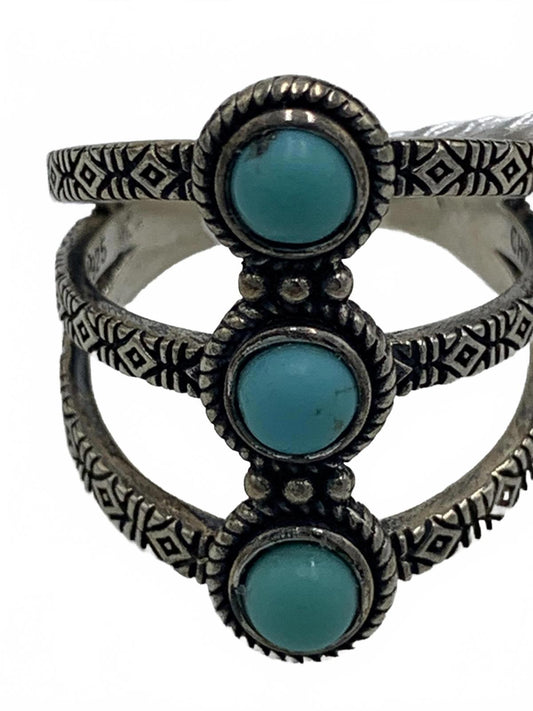 Felicia Design "FD" Sterling Silver 4.9g Turquoise Native/Engraved 5.5 Ring