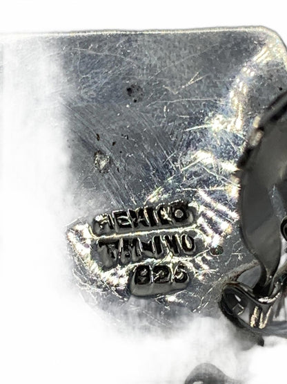 Taxco Sterling Silver 21g Abstract Squares and Stripes 1" Fine Clip-On Earrings