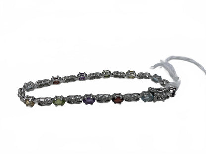 Ross Simons Sterling Silver Amethyst, Peridot, Garnet 6.75" Bracelet