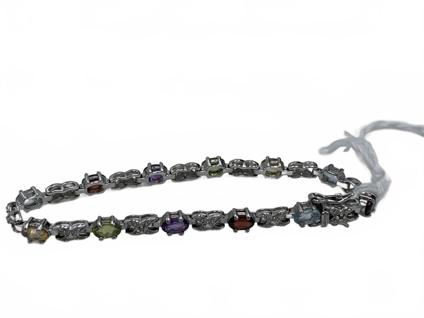 Ross Simons Sterling Silver Amethyst, Peridot, Garnet 6.75" Bracelet