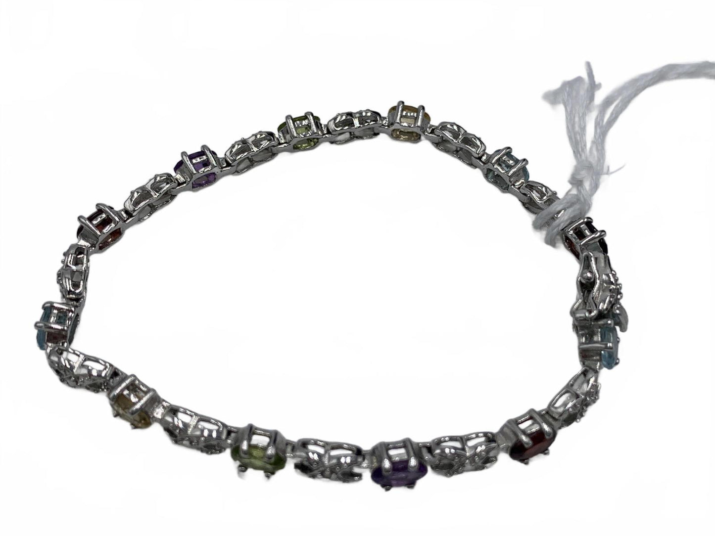 Ross Simons Sterling Silver Amethyst, Peridot, Garnet 6.75" Bracelet