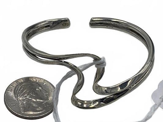 925 Sterling Silver 20g Freeform/Wave Size 6.5 Fine Cuff Bracelet