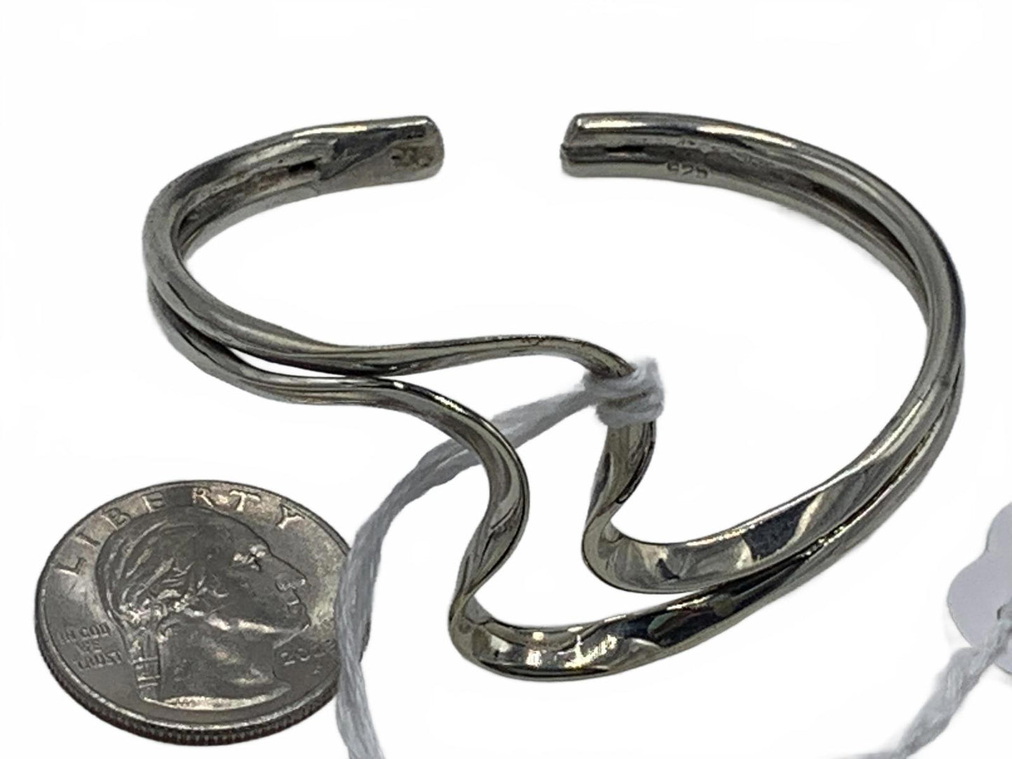 925 Sterling Silver 20g Freeform/Wave Size 6.5 Fine Cuff Bracelet