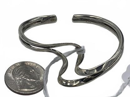 925 Sterling Silver 20g Freeform/Wave Size 6.5 Fine Cuff Bracelet