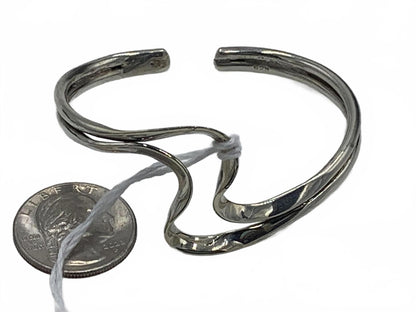 925 Sterling Silver 20g Freeform/Wave Size 6.5 Fine Cuff Bracelet