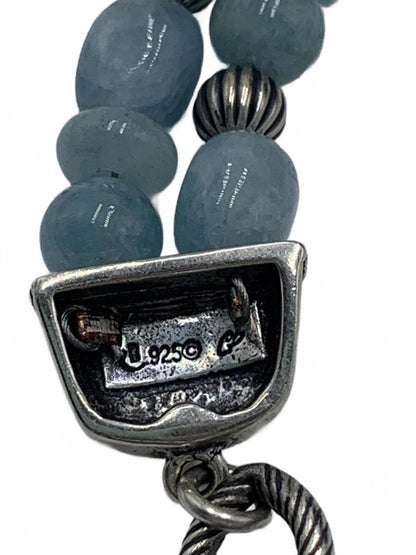 Relios Carolyn Pollack Sterling Silver Aquamarine/Aventurine Beads 6.5-7.5"