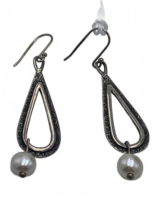 Israel Sterling Silver 6.3g Natural Pearl Teardrop 3" Fine Hook Dangle Earrings